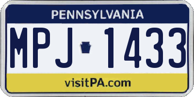 PA license plate MPJ1433