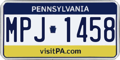 PA license plate MPJ1458