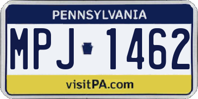 PA license plate MPJ1462