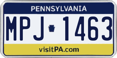 PA license plate MPJ1463