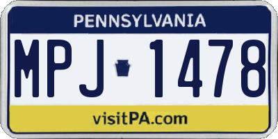 PA license plate MPJ1478