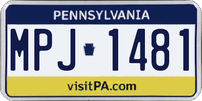 PA license plate MPJ1481