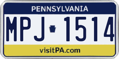 PA license plate MPJ1514