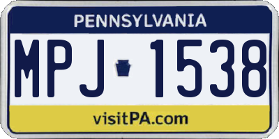 PA license plate MPJ1538