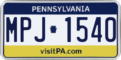 PA license plate MPJ1540