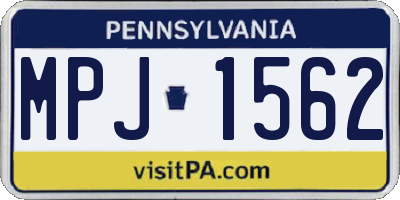 PA license plate MPJ1562