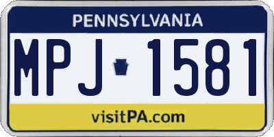PA license plate MPJ1581
