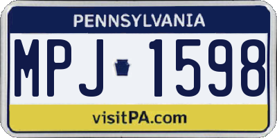 PA license plate MPJ1598