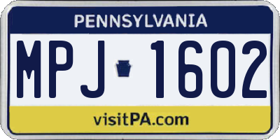 PA license plate MPJ1602