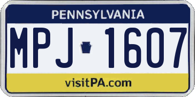 PA license plate MPJ1607