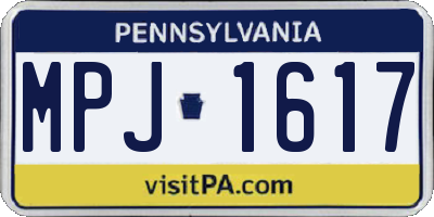 PA license plate MPJ1617