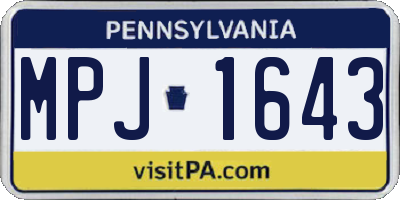 PA license plate MPJ1643