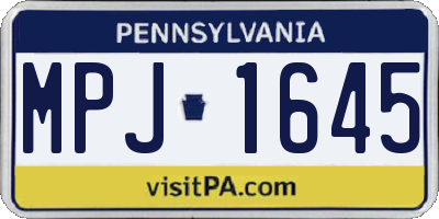 PA license plate MPJ1645