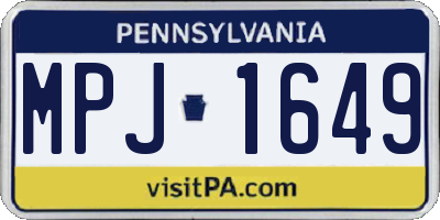 PA license plate MPJ1649