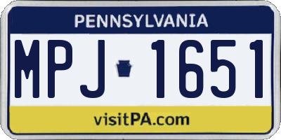 PA license plate MPJ1651