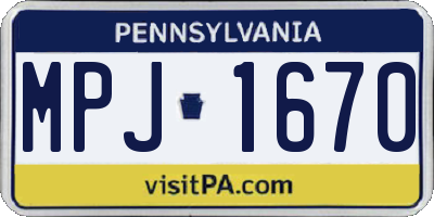PA license plate MPJ1670