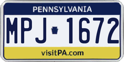 PA license plate MPJ1672