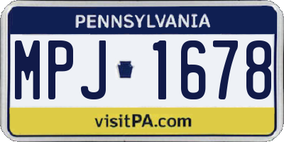PA license plate MPJ1678