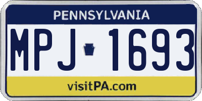 PA license plate MPJ1693