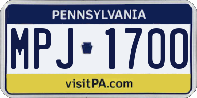 PA license plate MPJ1700