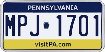 PA license plate MPJ1701