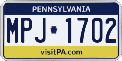 PA license plate MPJ1702