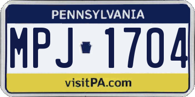 PA license plate MPJ1704