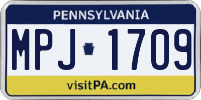 PA license plate MPJ1709