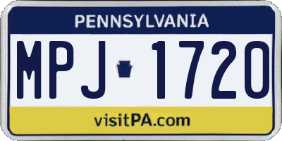 PA license plate MPJ1720