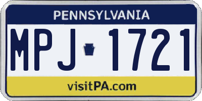 PA license plate MPJ1721