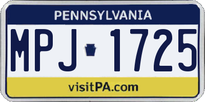 PA license plate MPJ1725