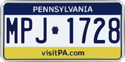 PA license plate MPJ1728