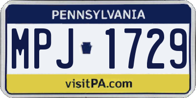 PA license plate MPJ1729