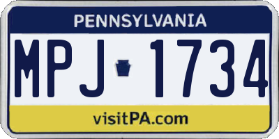 PA license plate MPJ1734
