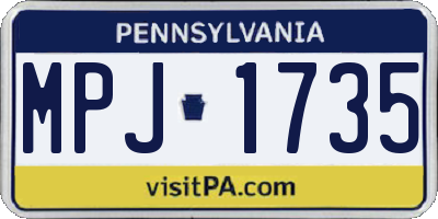 PA license plate MPJ1735