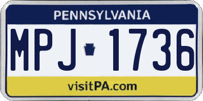 PA license plate MPJ1736