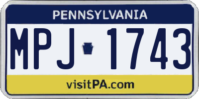 PA license plate MPJ1743