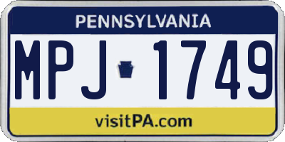 PA license plate MPJ1749