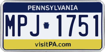 PA license plate MPJ1751