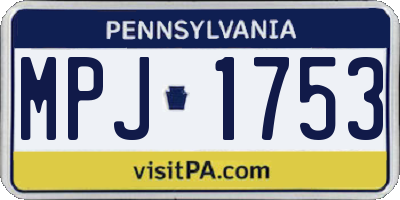 PA license plate MPJ1753
