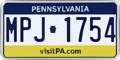 PA license plate MPJ1754