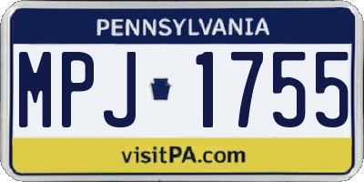 PA license plate MPJ1755