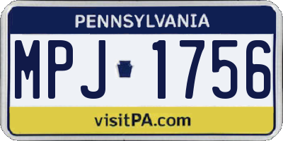PA license plate MPJ1756