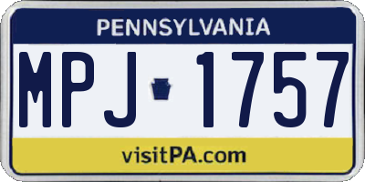 PA license plate MPJ1757