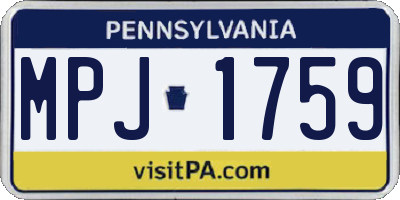 PA license plate MPJ1759