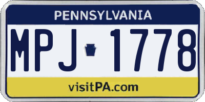 PA license plate MPJ1778