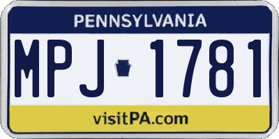 PA license plate MPJ1781