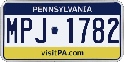 PA license plate MPJ1782