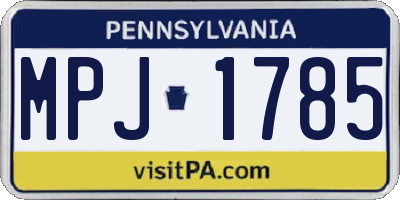 PA license plate MPJ1785