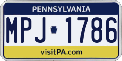 PA license plate MPJ1786